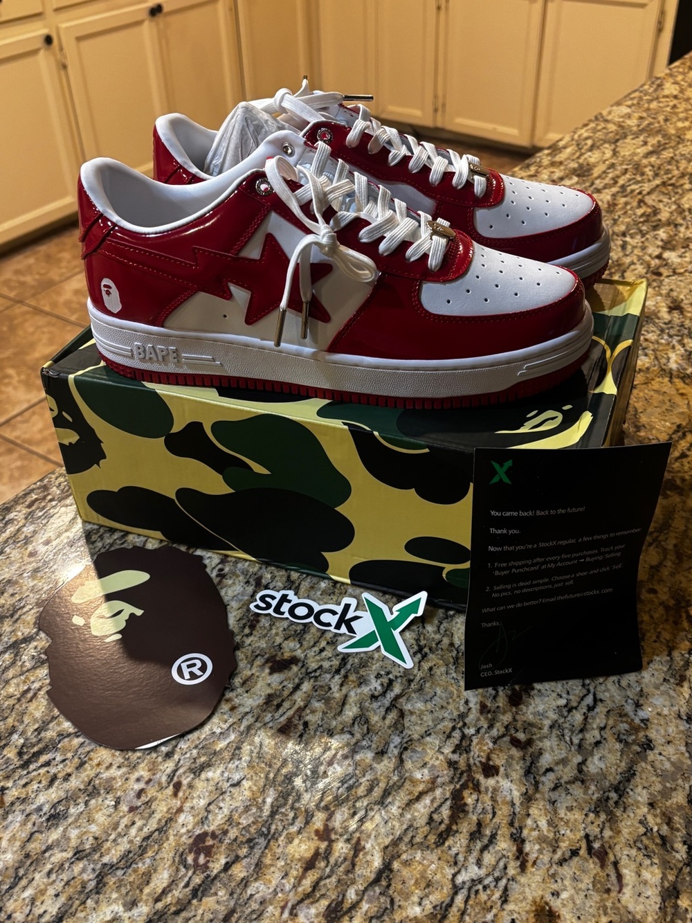 Bape Red & White STA Low Sneakers